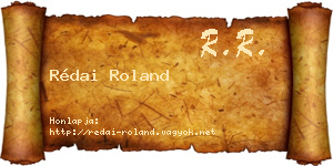 Rédai Roland névjegykártya